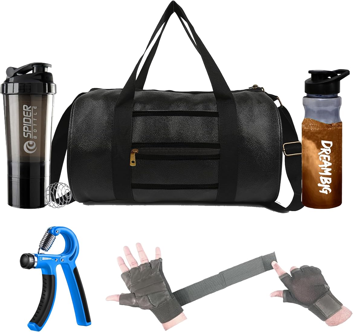 All-In Athlete Bundle  Includes: Duffel Bag, Hoodie, Resistance Band Set, Foam Roller, Protein Shaker Bottle